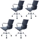 Ver imagem 1 de Kit  4 Cadeiras Diretor Charles Eames Esteirinha Preta Giratória 11D