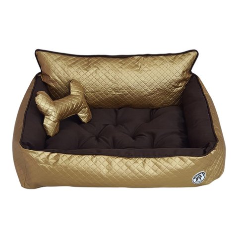 Cama M Dourada e Marrom Pet Colchão para Cachorro Caminha M Caes e Gatos Personalizada com Nomes