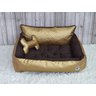 Cama M Dourada e Marrom Pet Colchão para Cachorro Caminha M Caes e Gatos Personalizada com Nomes - 2
