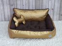 Ver imagem 2 de Cama M Dourada e Marrom Pet Colchão para Cachorro Caminha M Caes e Gatos Personalizada com Nomes