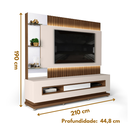 Ver imagem 5 de Estante Painel Home Theater Ripado Solare 210cm com LED 1 Porta 1 Gaveta DJ Móveis Marroquim Off Whi