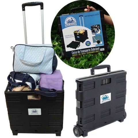 Carrinho Compras Carga Cesto Transporte Dobrável Tipo Maleta Carrinho de Compra