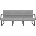 Ver imagem 1 de Cadeira Longarina 3 Lugares Recepção com Braço Pés Preto Lev P03 Vinil Cinza - Lyam Decor