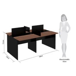 Plataforma Estação de Trabalho 4 Lugares 180cmx120cm Atacadão Dos Moveis Marrom/preto - 3
