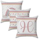 Ver imagem 1 de Kit 3 Capas Almofadas Arco-Iris Nome 45x45 Id Decor:Letra H