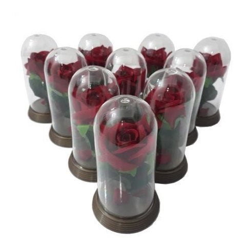 180 Mini Cúpulas - a Bela e a Fera - 11 Cm Rosa Vermelha