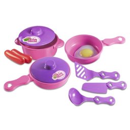 Kit Panela e Frigideira Infantil com 9 Peças para Cozinha Completa | Zuca Toys - Rosa - 2