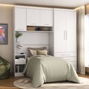 Ver imagem 1 de Quarto Modulado Solteiro com Guarda-roupas Maleiro e Cabeceira Alpes Master Luciane Móveis
