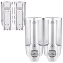 Ver imagem 1 de Dispenser Duplo Detergente Sabao Liquido Alcool Gel Parede Shampoo Condiconador Hotel Shopping Pousa