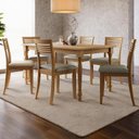 Ver imagem 1 de Conjunto de Mesa e Cadeiras Rubia 6 Lugares Tampo Madeira Linho Marrom 160cm Mpozenato
