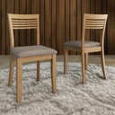 Ver mais imagens de Conjunto de Mesa e Cadeiras Rubia 6 Lugares Tampo Madeira Linho Marrom 160cm Mpozenato