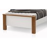 Cama Quarto Tamanho de Solteiro Mila Estilo Retro Pés de Madeira Branca com Detalhes Amêndoa Mdf - 4