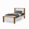 Cama Quarto Tamanho de Solteiro Mila Estilo Retro Pés de Madeira Branca com Detalhes Amêndoa Mdf - 1