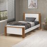 Cama Quarto Tamanho de Solteiro Mila Estilo Retro Pés de Madeira Branca com Detalhes Amêndoa Mdf - 2