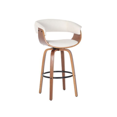 Banqueta Nicole Munique Giratória Couro e Base de Madeira Homenow Cor: Nude