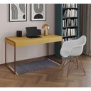Ver imagem 1 de Escrivaninha Industrial Office Estudo Malta Canela 137X53Cm Com 1 Poltrona Branca Base Cor: Canela