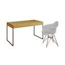 Ver imagem 6 de Escrivaninha Industrial Office Estudo Malta Canela 137X53Cm Com 1 Poltrona Branca Base Cor: Canela