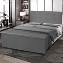 Ver imagem 2 de Kit Cabeceira Painel e Calçadeira Baú King 1,95m Berlim Suede Cinza Sky Mobile