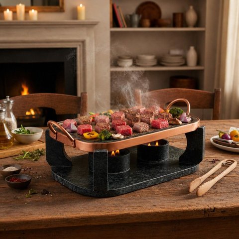 Chapa Oval de Pedra Sabão Gourmet Fondue Grande 31 cm