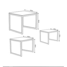 Conjunto De Mesa Lateral Trio Isabela Branco Tampo Vidro 3 - 3