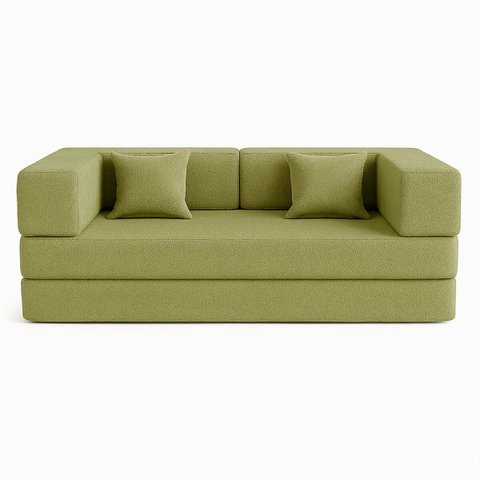 Sofá Cama na Caixa 3 Lugares Orgânico Moderno Premium Boucle