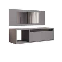 Penteadeira Camarin Suspenso Espelho 1p Nicho Quarto Mayumi 90cm Grafite M12 - D'Rossi - 1