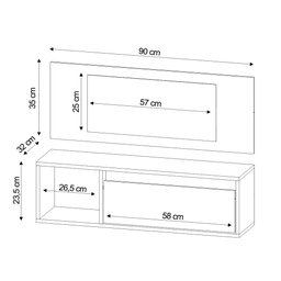 Penteadeira Camarin Suspenso Espelho 1p Nicho Quarto Mayumi 90cm Grafite M12 - D'Rossi - 4