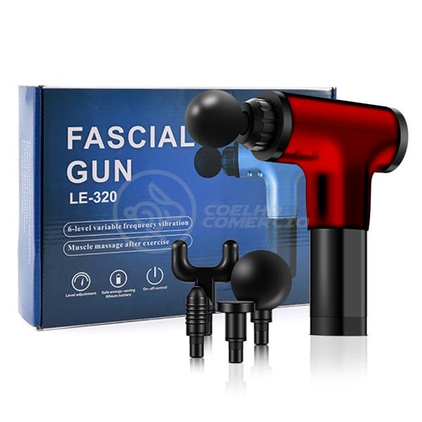 Massageador Pistola Elétrico Fisioterapia Alívio Muscular 6 Níveis - Fascial Gun LE-320 Vermelho - 2