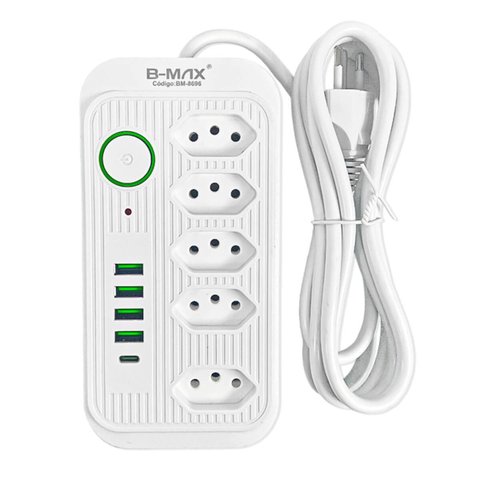 Extensão 5 Tomadas + 4 Usb + Usb-c Filtro de Linha B-max