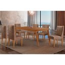 Ver imagem 1 de Conjunto: Mesa de Cozinha Havana C/ Tampo Madeirado Canto Curvo 180x90cm e 6 Cadeiras Dafne Naturale