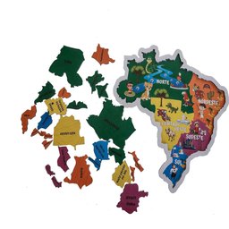 Mapa do Brasil Jogo de Montagem Educativo Estados 26 Peças de Madeira Zanline - 5