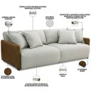 Ver imagem 3 de Sofá Cama Retrátil 3 Lugares Sala 210cm Gardner T03 Linho Bege Couríssimo Marrom - Lyam Decor