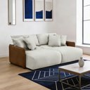 Ver imagem 2 de Sofá Cama Retrátil 3 Lugares Sala 210cm Gardner T03 Linho Bege Couríssimo Marrom - Lyam Decor