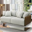 Ver imagem 2 de Sofá Cama Retrátil 3 Lugares Sala 210cm Gardner T03 Linho Bege Couríssimo Marrom - Lyam Decor