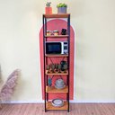 Ver imagem 1 de Estante Style de Ferro e Madeira Slim 6 Prateleiras Industrial Nozes e Preto