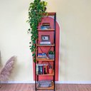 Ver imagem 3 de Estante Style de Ferro e Madeira Slim 6 Prateleiras Industrial Nozes e Preto