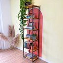 Ver imagem 4 de Estante Style de Ferro e Madeira Slim 6 Prateleiras Industrial Nozes e Preto