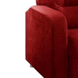 Poltrona do Papai Reclinável Maldivas Suede Vermelho - Star Confort - 6