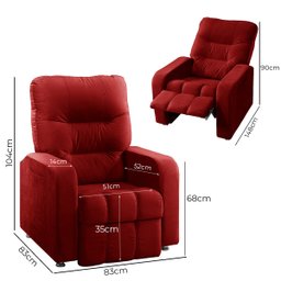 Poltrona do Papai Reclinável Maldivas Suede Vermelho - Star Confort - 11