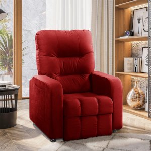 Poltrona do Papai Reclinável Maldivas Suede Vermelho - Star Confort