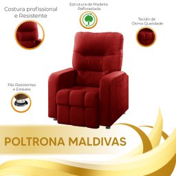 Poltrona do Papai Reclinável Maldivas Suede Vermelho - Star Confort - 2
