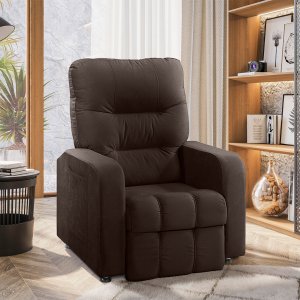 Poltrona do Papai Reclinável Maldivas Suede Marrom Chocolate - Star Confort