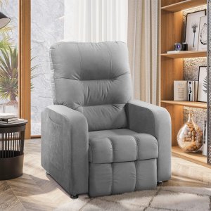 Poltrona do Papai Reclinável Maldivas Suede Cinza Plus - Star Confort