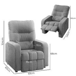 Poltrona do Papai Reclinável Maldivas Suede Cinza Plus - Star Confort - 11