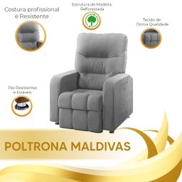 Poltrona do Papai Reclinável Maldivas Suede Cinza Plus - Star Confort - 2