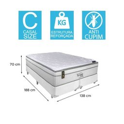 Cama Box Bipartido Casal + Colchão Portobel Ecstasy Molas Ensacadas 70x138x188 - 4