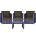 Ver imagem 1 de Mesa e 3 Poltronas Madri Corda Náutica Estofado 9 Trama Azul