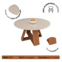 Ver imagem 3 de Mesa de Jantar Redonda 110cm com Tampo de Vidro Off White Base em Mdf Amadeirado Design Moderno e Es
