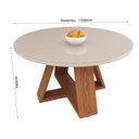 Ver imagem 2 de Mesa de Jantar Redonda 110cm com Tampo de Vidro Off White Base em Mdf Amadeirado Design Moderno e Es