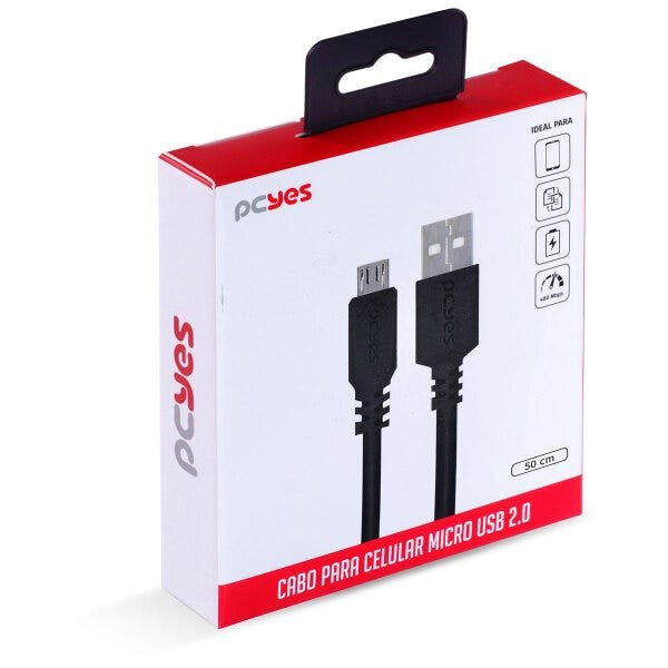 Cabo para Celular Smartphone Micro USB para USB a 2.0 50 Cm Preto - Pmuap-05 - 7